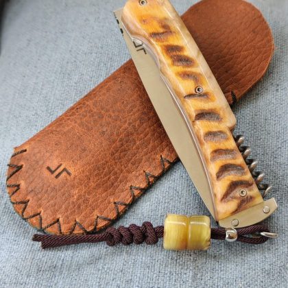 Couteau pliant Liner-Lock avec Tire-Bouchons n° 0167 - Nom "Le Queue de Cochon" - Pièce unique